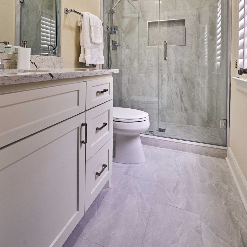 Bathroom tile floor and shower